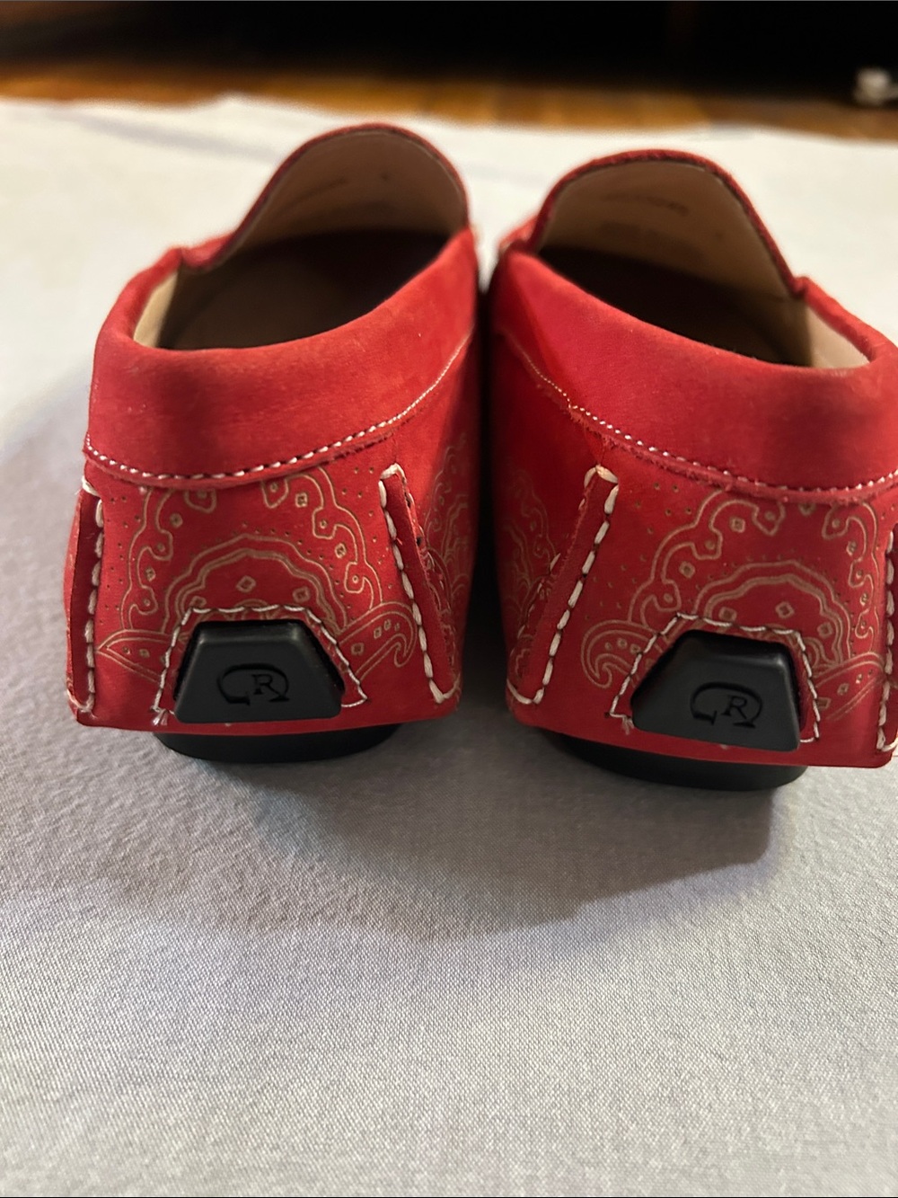 Robert Graham Men's Soprano Red Suede Slip-On Driving Loafers w Gold Paisley - Picture 4 of 6